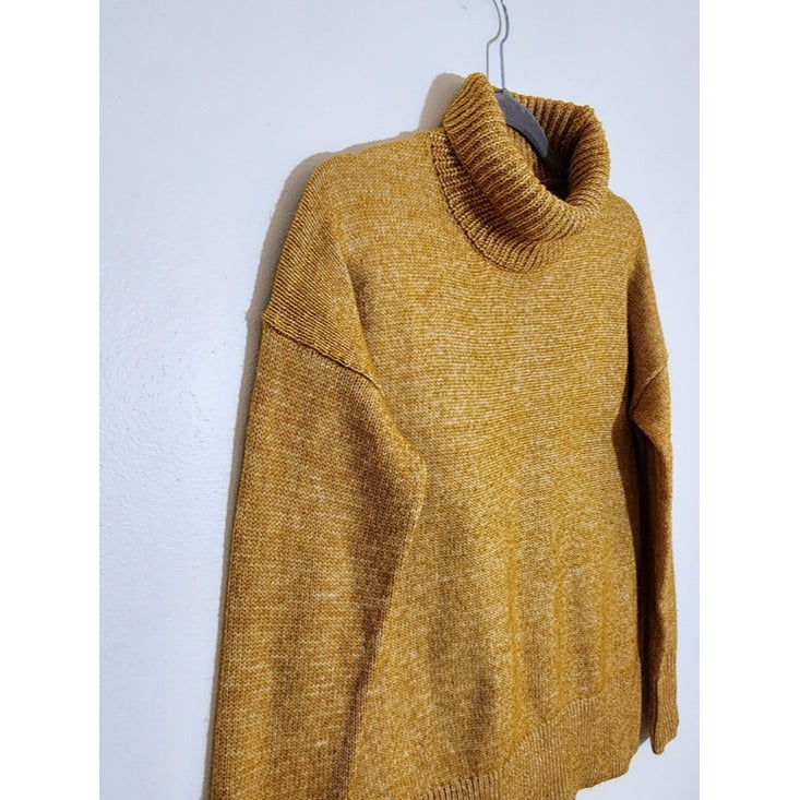 LOFT Mustard Gold Fuzzy Turtleneck Sweater Size Small