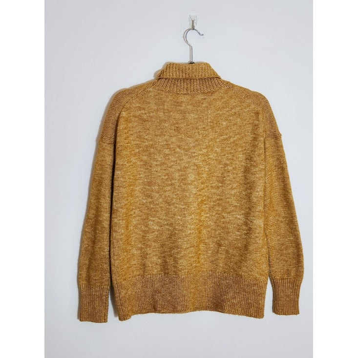LOFT Mustard Gold Fuzzy Turtleneck Sweater Size Small
