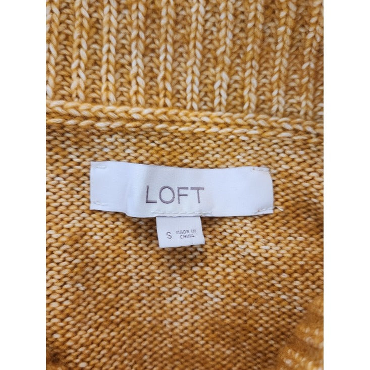 LOFT Mustard Gold Fuzzy Turtleneck Sweater Size Small