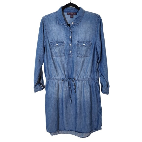 Gloria Vanderbilt Chambray Shirt Dress Size Medium Chambray Mini Dress