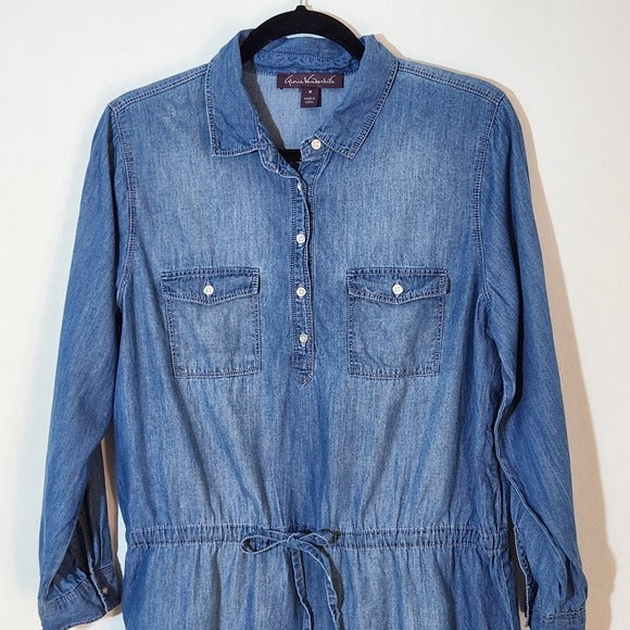 Gloria Vanderbilt Chambray Shirt Dress Size Medium Chambray Mini Dress