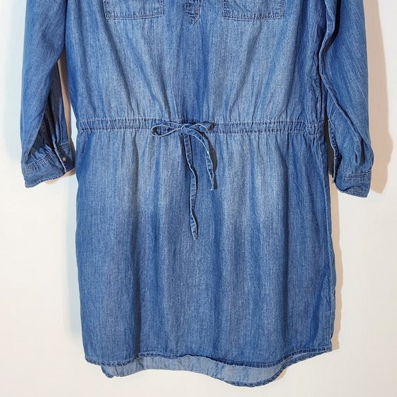 Gloria Vanderbilt Chambray Shirt Dress Size Medium Chambray Mini Dress