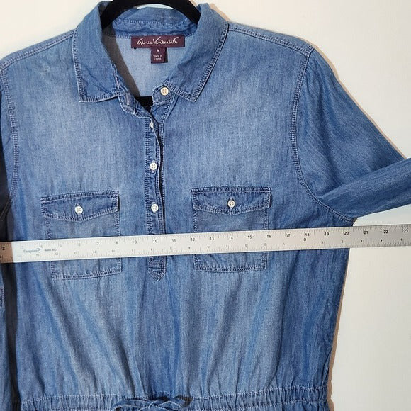 Gloria Vanderbilt Chambray Shirt Dress Size Medium Chambray Mini Dress