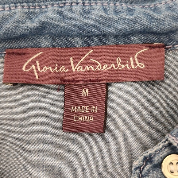 Gloria Vanderbilt Chambray Shirt Dress Size Medium Chambray Mini Dress