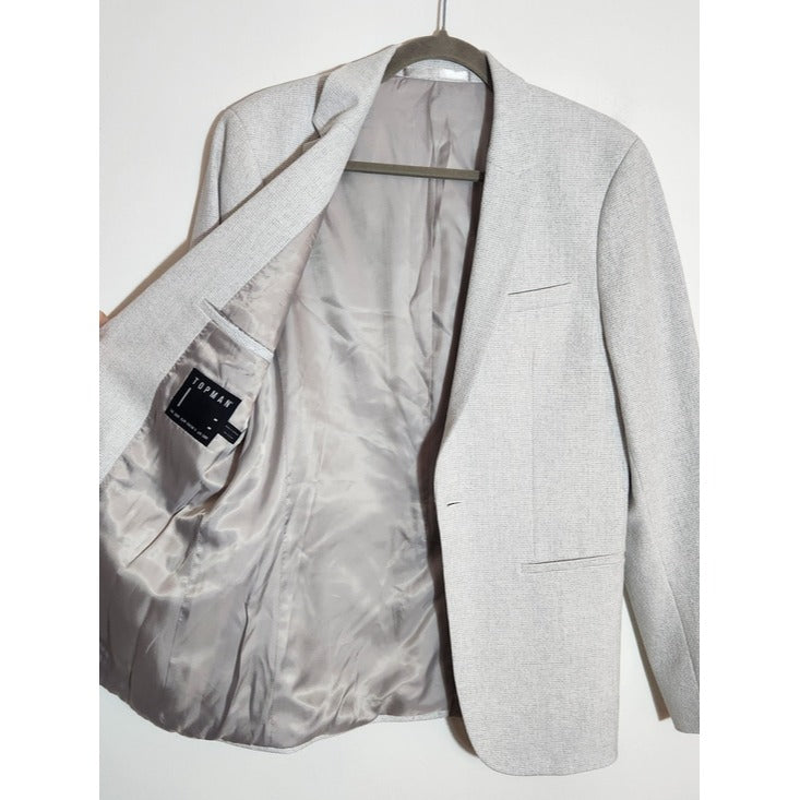 Topman Light Gray Textured Sport Coat Size 38R