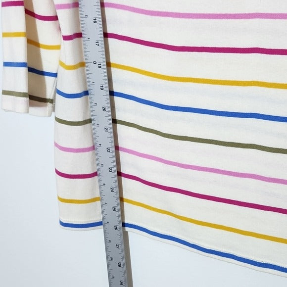 Talbots Cream Rainbow Stripe Boatneck Tee Size Large Petite