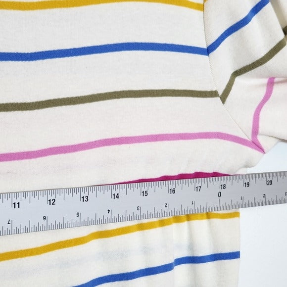 Talbots Cream Rainbow Stripe Boatneck Tee Size Large Petite