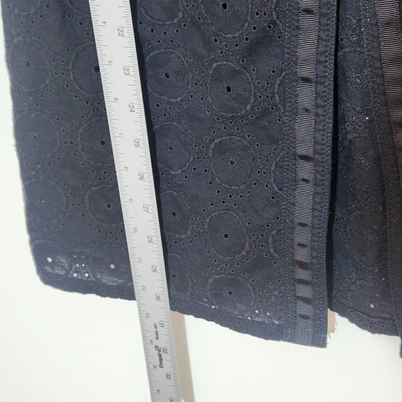Chico’s Black Eyelet Cotton Jacket Size 1 Medium