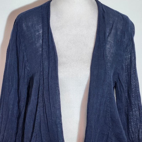 Kleen Navy Blue Open Front Linen Jacket Size Medium Blue Linen Jacket