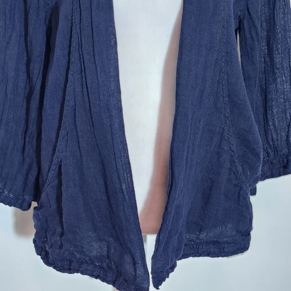Kleen Navy Blue Open Front Linen Jacket Size Medium Blue Linen Jacket