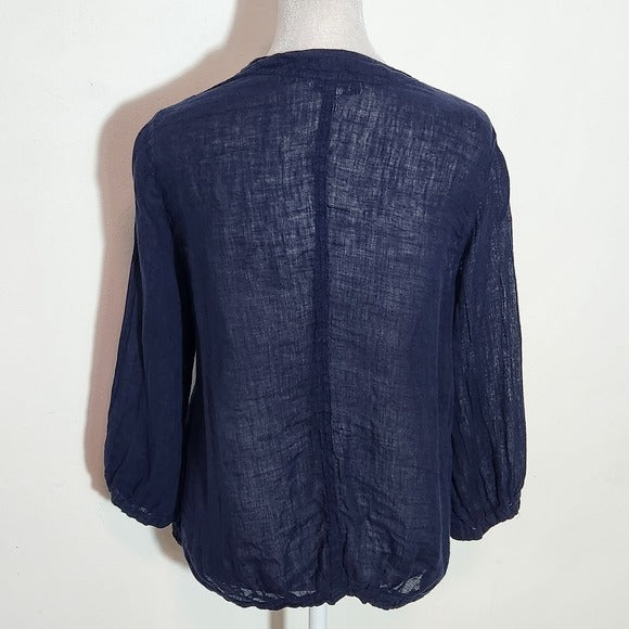 Kleen Navy Blue Open Front Linen Jacket Size Medium Blue Linen Jacket