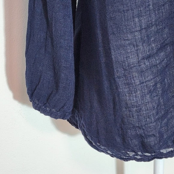 Kleen Navy Blue Open Front Linen Jacket Size Medium Blue Linen Jacket