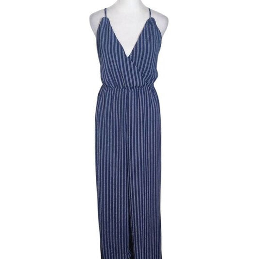 She + Sky Navy Print Wide Leg Jumpsuit Size Large New