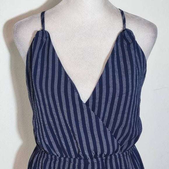 She + Sky Navy Print Wide Leg Jumpsuit Size Large New