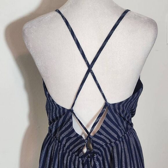 She + Sky Navy Print Wide Leg Jumpsuit Size Large New