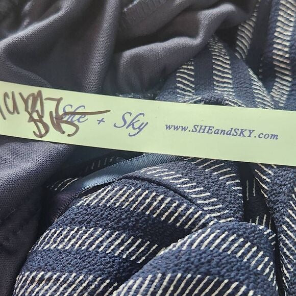 She + Sky Navy Print Wide Leg Jumpsuit Size Large New