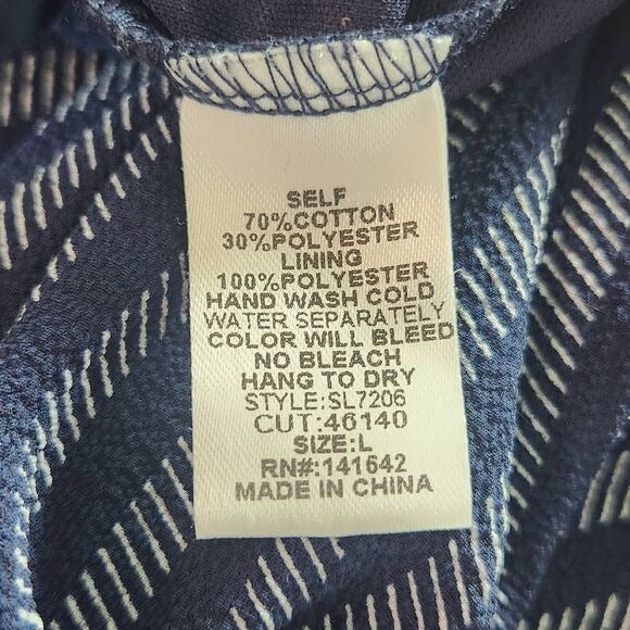 She + Sky Navy Print Wide Leg Jumpsuit Size Large New