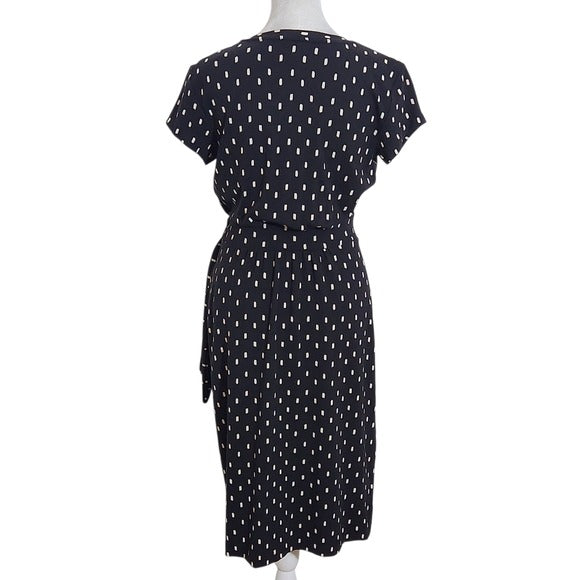 Ann Taylor Black Print Wrap Dress Size 2 Black and White Wrap Style Dress