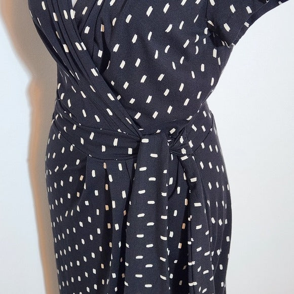 Ann Taylor Black Print Wrap Dress Size 2 Black and White Wrap Style Dress