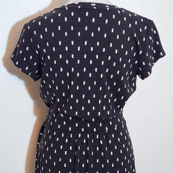 Ann Taylor Black Print Wrap Dress Size 2 Black and White Wrap Style Dress