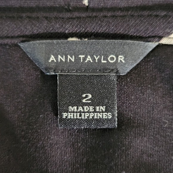 Ann Taylor Black Print Wrap Dress Size 2 Black and White Wrap Style Dress
