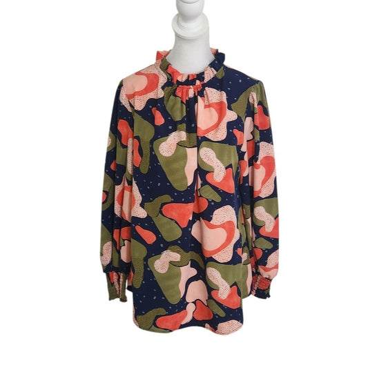 JODIFL Colorful Abstract Print Blouse Size Small