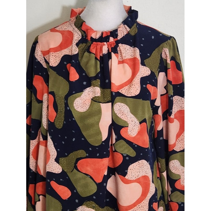 JODIFL Colorful Abstract Print Blouse Size Small
