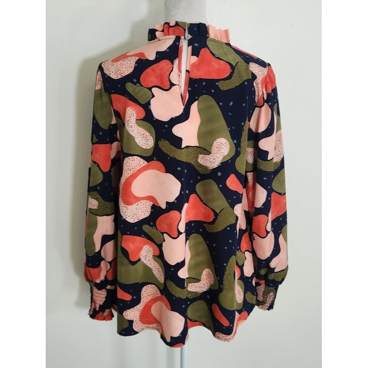 JODIFL Colorful Abstract Print Blouse Size Small