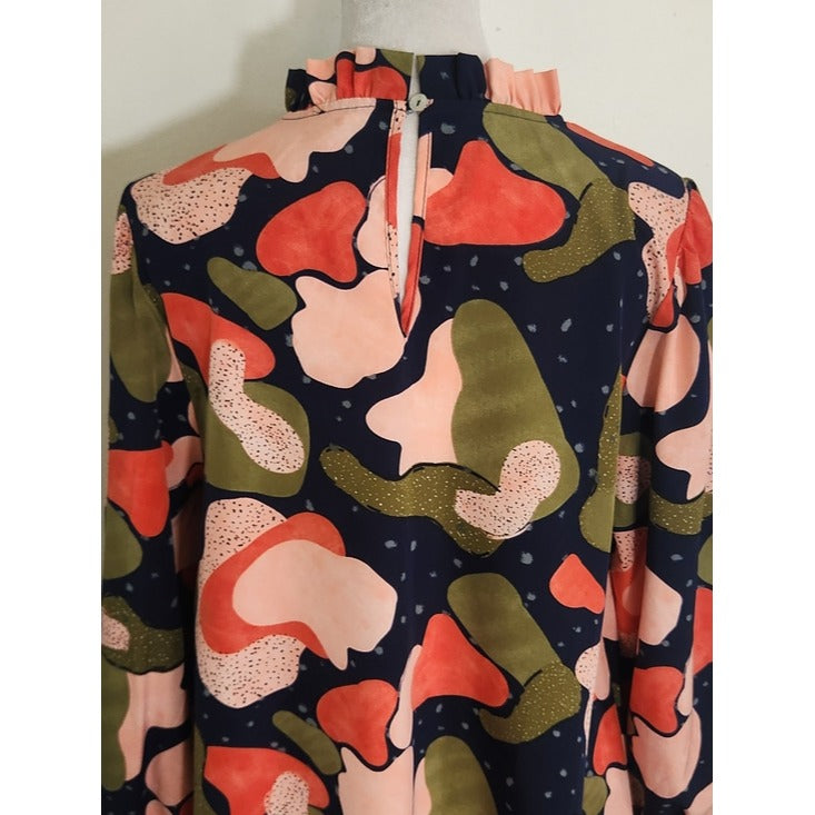 JODIFL Colorful Abstract Print Blouse Size Small