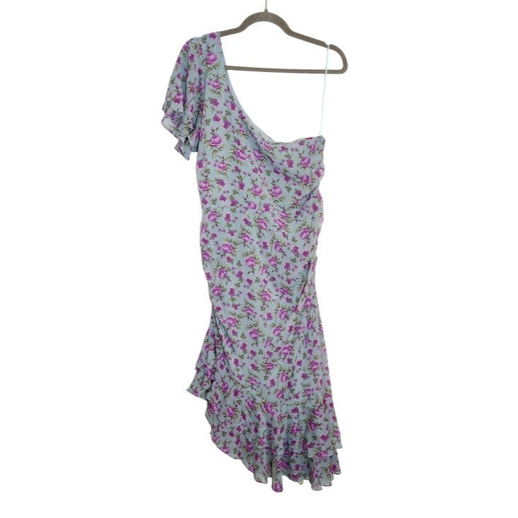 ASTR The Label Blue Floral One Shoulder Dress Size Large Wedding Guest Dress