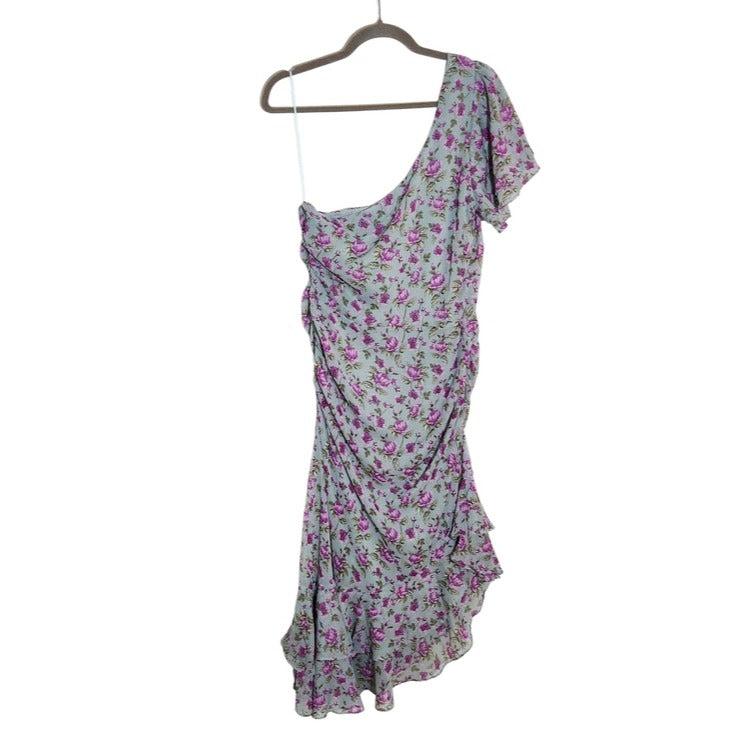 ASTR The Label Blue Floral One Shoulder Dress Size Large Wedding Guest Dress