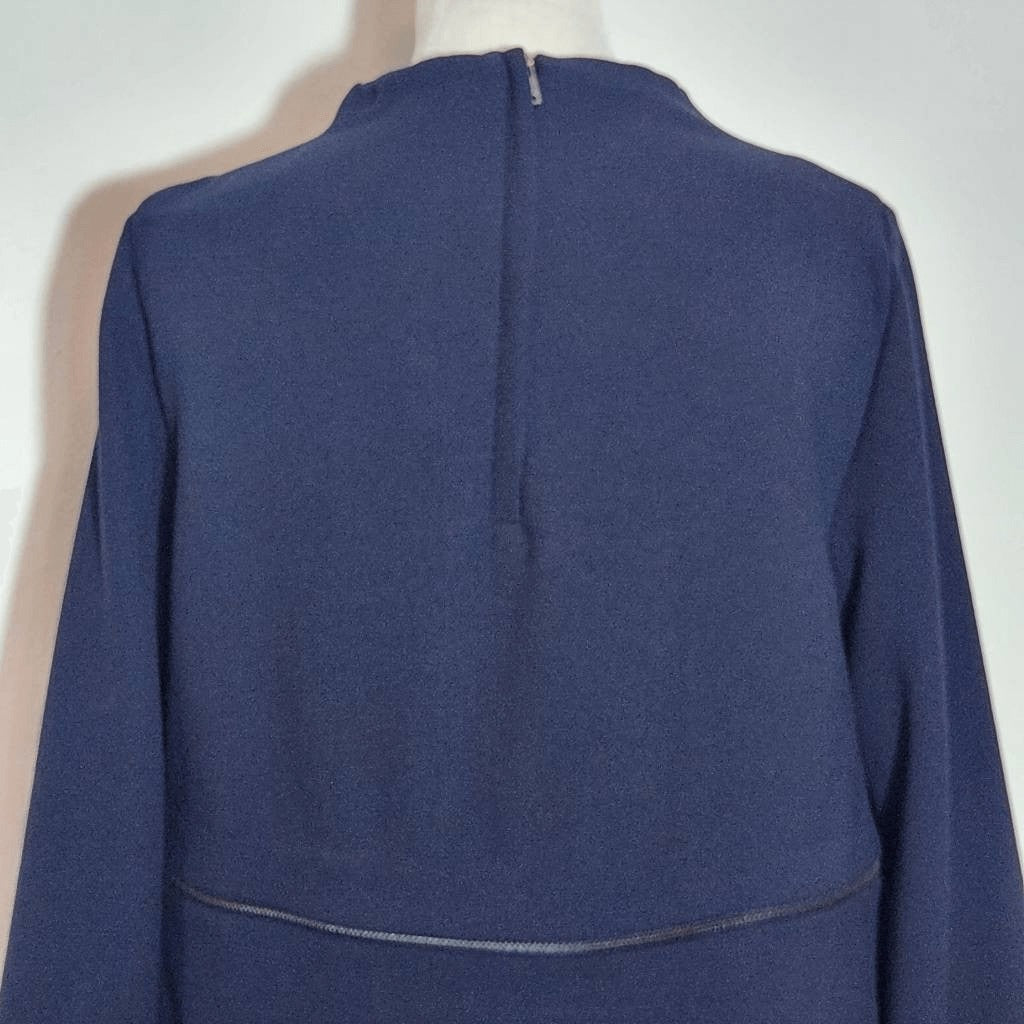 Zara Navy Knit Pullover with Zipper Hem and Blue Stripe Accent NWT Size Medium