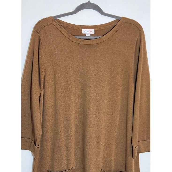 D&Co Brown Tunic Sweater Size XL NWOT