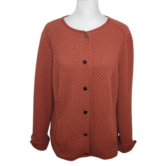 Isaac Mizrahi Rust Quilted Jacket Size Medium Rust Brown Quilted Jacket