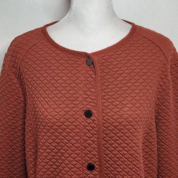 Isaac Mizrahi Rust Quilted Jacket Size Medium Rust Brown Quilted Jacket