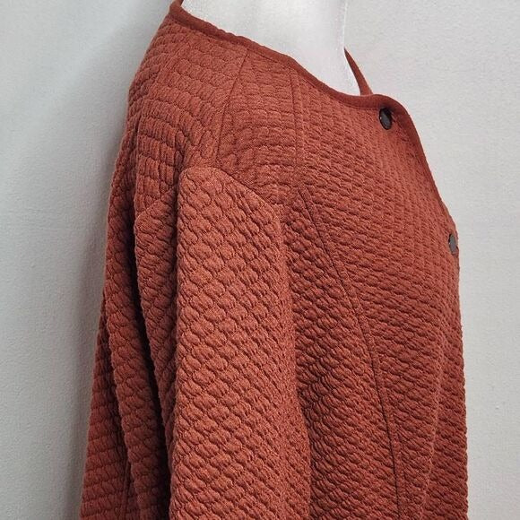 Isaac Mizrahi Rust Quilted Jacket Size Medium Rust Brown Quilted Jacket