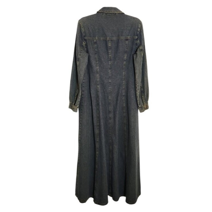 Jeanology by Newport News Dark Wash Denim Maxi Shirt Dress Size 14