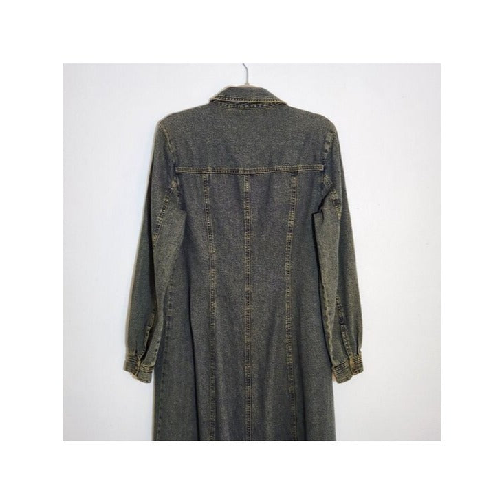 Jeanology by Newport News Dark Wash Denim Maxi Shirt Dress Size 14