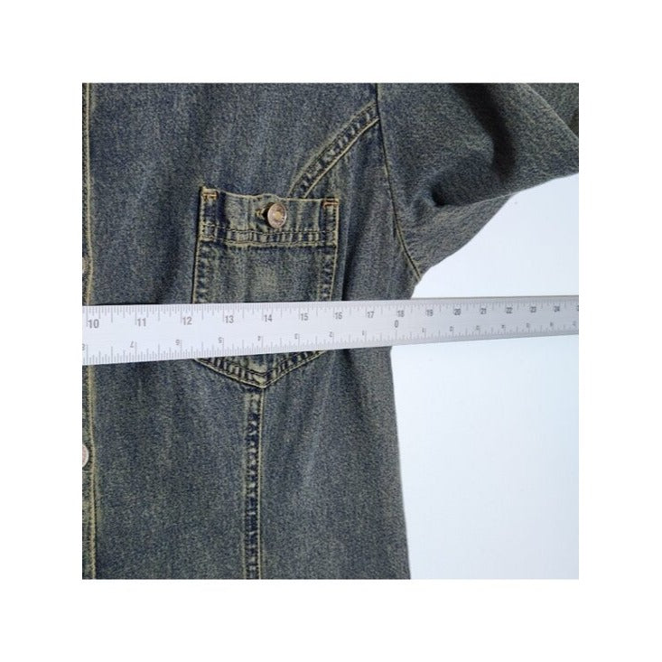 Jeanology by Newport News Dark Wash Denim Maxi Shirt Dress Size 14