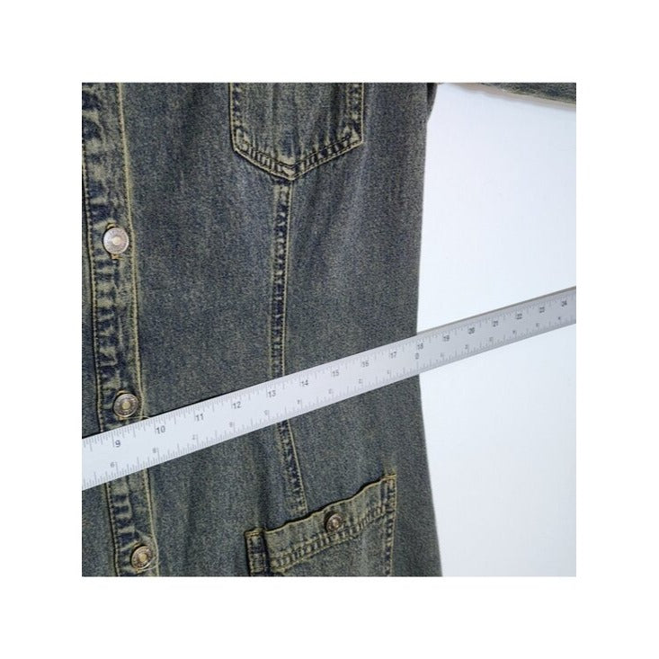 Jeanology by Newport News Dark Wash Denim Maxi Shirt Dress Size 14