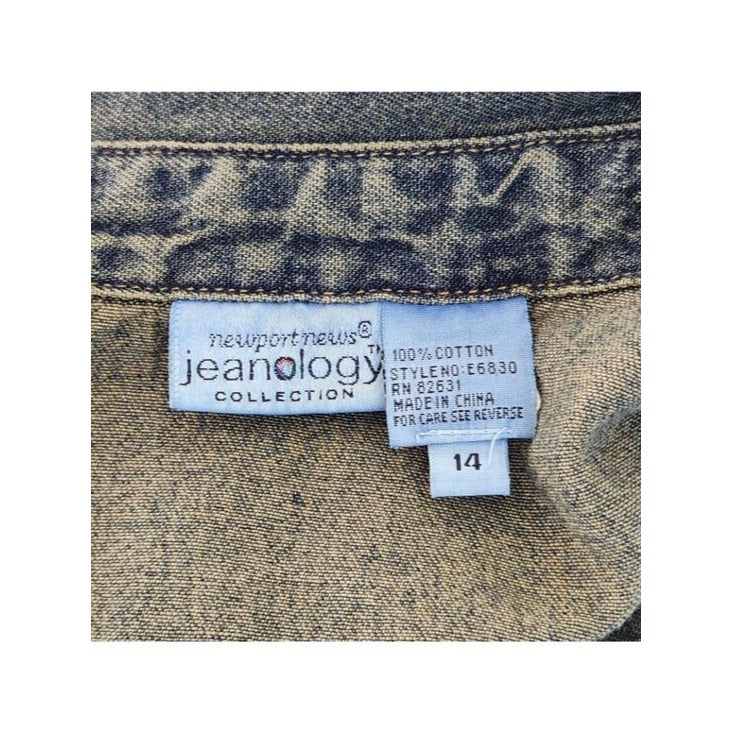 Jeanology by Newport News Dark Wash Denim Maxi Shirt Dress Size 14