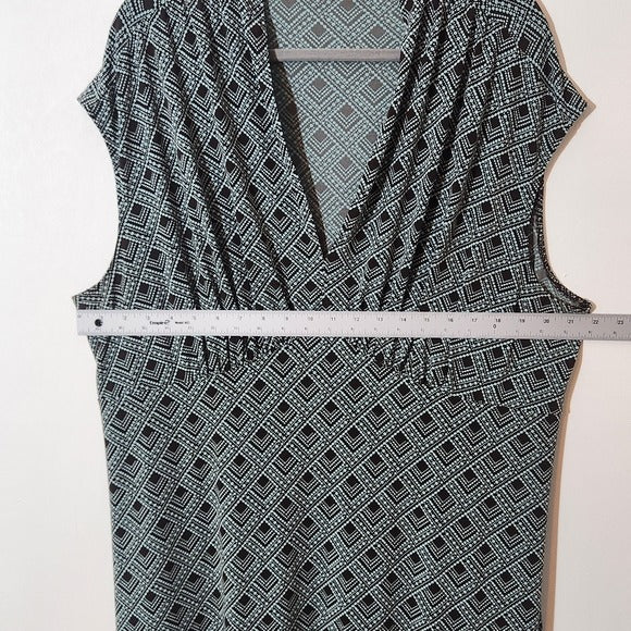 London Times Plus Size Blue and Brown Print Dress Size 22W Wedding Guest Dress