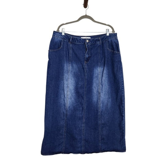 Cato Blue Denim Midi Skirt Size 18 W Classic Long Jean Skirt