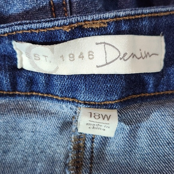 Cato Blue Denim Midi Skirt Size 18 W Classic Long Jean Skirt