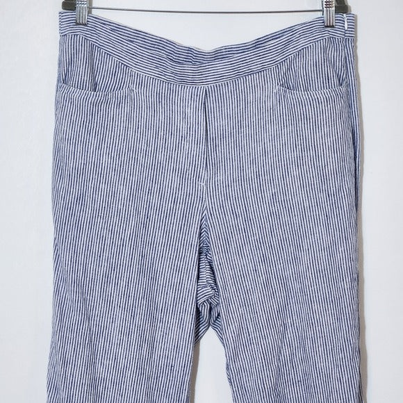J. Jill Blue and White Striped Cropped Wide Leg Linen Pants Size XL Tall
