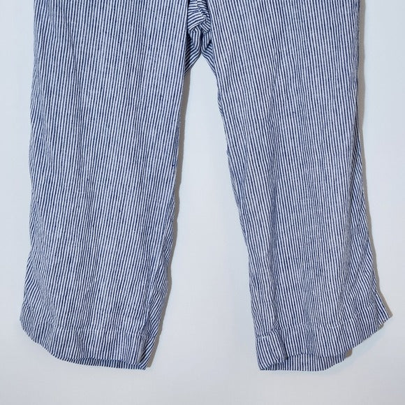 J. Jill Blue and White Striped Cropped Wide Leg Linen Pants Size XL Tall