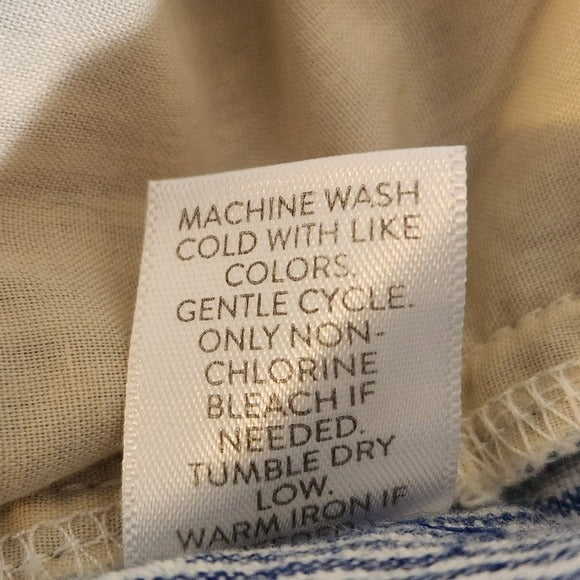 J. Jill Blue and White Striped Cropped Wide Leg Linen Pants Size XL Tall