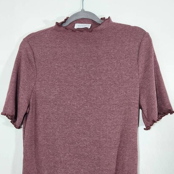Kaileigh Mauve Ribbed Knit Mock Neck Bodysuit NWOT Size XXL Plum Bodysuit