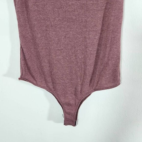 Kaileigh Mauve Ribbed Knit Mock Neck Bodysuit NWOT Size XXL Plum Bodysuit