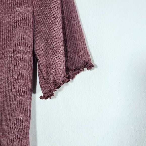 Kaileigh Mauve Ribbed Knit Mock Neck Bodysuit NWOT Size XXL Plum Bodysuit